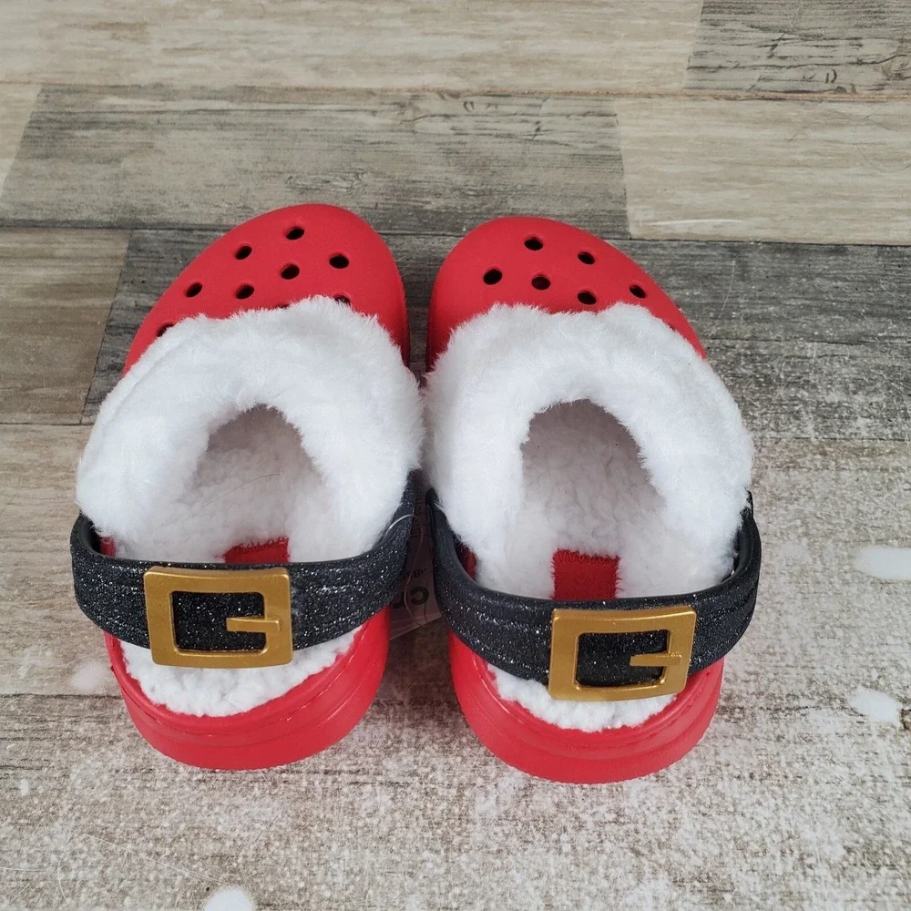Crocs Slip On Santa Clogs Sz C6 6 Children Sandals Christmas Slip On Lined